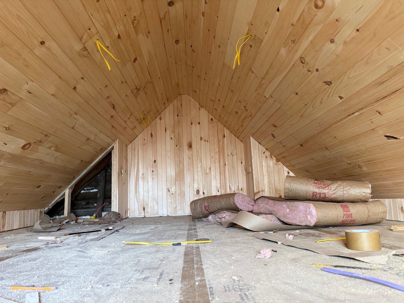 Custom wood ceiling and wall paneling interior